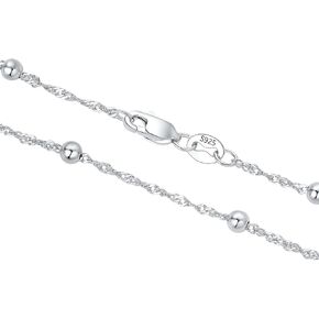 925 Sterling Silver Silver 1.2mm-2.5mm متينة سلسلة سلسلة متينة ، سلسلة حبل/سلسلة كبح الرابط الكوبي/سلسلة حبة/سلسلة مربعات سلسلة/صندوق مربع