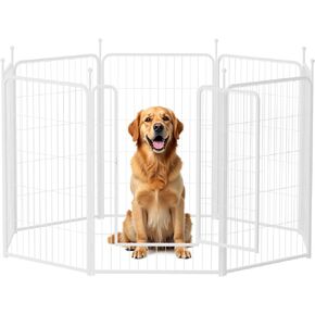 Healsmart 32 Inch Dog Playpen ، سياج الكلب الداخلي والخارجي من 16 لوحات ، للكلاب الصغيرة/المتوسطة ، سياج الحديقة ، التخييم ، الفناء ، RV ، أبيض