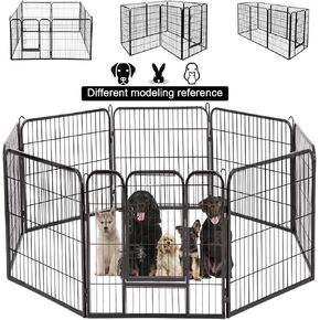 BestPet Dog Pen Extra Large Indoor Outdoor Dog Fence Playpen Heavy Duty 8 Panels 40 Inches Exercise Pen Dog Crate Cage Kennel Black