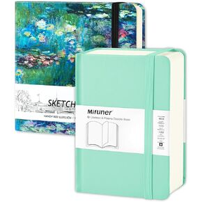 5"x 5" 58 Sheets 150 GSM Art Sketchbook & 3.5"x5.5" 200 Sheets 105 GSM Art Sketchbook. Oil Painting Pond Light Green