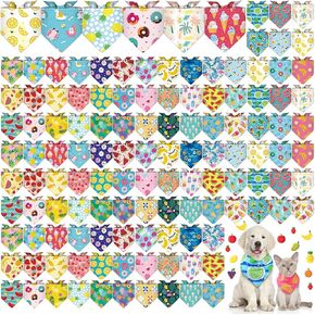 120 حزم الكلب Bandanas Bulk Summer Pet Bandanas for Dogs Hawaiian Pet Diving Bibs kerchief القابلة للتعديل للملحقات الكبيرة للحيوانات الأليفة (على طراز هاواي)