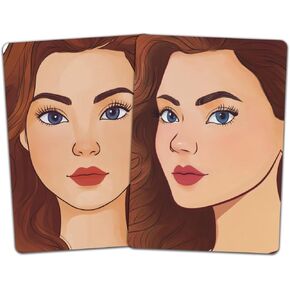 2pcs لوجه الوجه لوحة ممارسة لوحة إعادة استخدام ممارسات الماكياج غير القابلة لإعادة الاستخدام عارضة أزياء الطلاء الوجه تمرين مرحلة الماكياج الأداة لوازم الوجه للمبتدئين (سيدة الشعر المجعد)