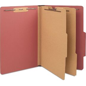 Staples Pressboard Classification Folder, 2-Dividers, 2.5-inch Expansion, Legal Size, Brick Red, 40/Carton (ST614422/6144VS)