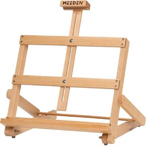 Meeden Heafty-Duty H-Frame Tabletop Easel: سطح مكتب استوديو قابل للتعديل Easel للطلاء المحمولة من Beechwood Art Stand for Artist- عقد قماش يصل إلى 20 "مرتفعًا