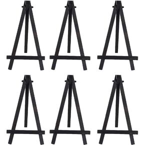 6 PCS Mini Black Wood Display Cards Easel Triangle Cards Stand Wooden Tripod Holder Stand Painting Tabletop Easel للصور