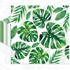 حزمة من 50 ، مناديل أوراق الغابة الاستوائية ، Green Monstera Palm Leaf Design Factipable Paper Forms for Hawaiian Luau Party ، Safari Birthday ، Beach Wedding ، Summer Party Supplies ، 13 × 13 بوصة.