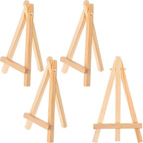 6 Inch Wood Mini Easel Stand, Table Top Easels 4 Pack Wood Painting Display Easels for Canvas Photo Picture Art Projects Sign Holder