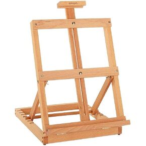 KINGART 705N Tabletop H-Frame Studio Artists Easel, Holds Up to 23" Canvas, Solid Wood, Portable and Adjustable, for Painting and Display
