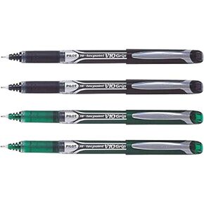Pilot Hi -Tecpoint V10 Grip Liquid Ink Rollerball Pen - Tide Tip - (Black 2 & Green 2)