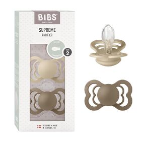 BIBS Pacifiers - Supreme Collection | BPA-Free Baby Pacifier | Made in Denmark | Set of 2 Vanilla/Dark Oak Color Premium Soothers | Size 6-18 Months