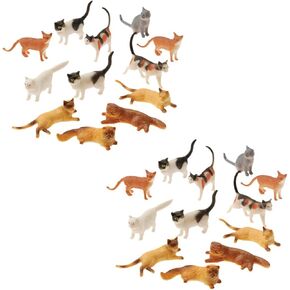 UST Plastic Cat Figures 24 Count - 2 أنماط متنوعة - 2 عبوة من 12
