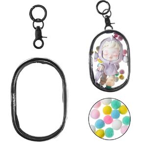 حقيبة عرض شريرة الشكل مع سلسلة مفاتيح Pompom Ball المحمولة لـ Sonny Baby Mini Doll Doll Case Disports Again