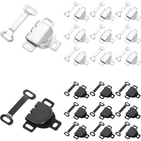 20 Sets Hook and Eye Closures for Clothing, Bra Hooks Replacement, Metal Sewing Snaps and Fasteners Clasp Kit for Trousers Waist Bra Skirt Dress Pants Clothing DIY Craft (Silver Black)