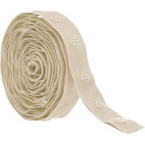 Rebower 2 Yard Plastic Button Snap Tape Ribbon Sewing Snaps Trim Fastener Polyester, [for Cloth Fabric Sewing, DIY Project] - White / 18mm