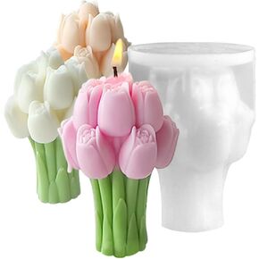 قوالب شمعة سيليكون باقة Tulip لصنع الشموع ، قوالب الزهور ثلاثية الأبعاد ، اللوازم المصنوعة يدويًا DIY