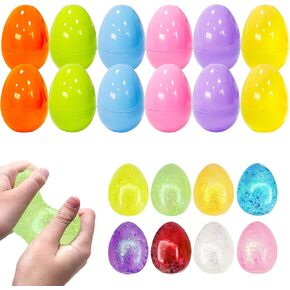 8 Pack Easter Eggs with Egg Shape Stree Ball Toys, Easter Basket Stuffers for Kids Toddlers, Squeeze Toys for Easter Party Favors, Easter Gifts for Kids, Filled Easter Egg with Toys Inside