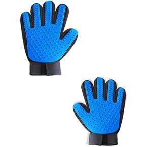 Pet Grooming Glove Cleaning Brush Glove Remover Haver Hloves Soft Rubber Bristle Bristle Brush Gentle Deshedding Brush Glove للاستحمام والتدليك والتسلق. (1Pair ، Blue)