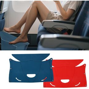 2pcs Travel Foot Rest for Airplane Flights, Blue Red Portable Airplane Footrest Foldable Plane Hammock Feet Leg Rest to Relax Your Feet Travel Accessories for Long Flight Essentials