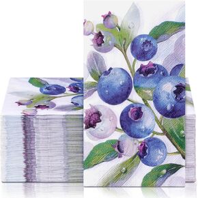 Supervitae 50 Pack Bluebrearies Paper Guest Fackins 3 Ply Disciped Spring Summer Summer Thebrearies Tand Towel
