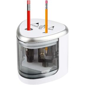 Pencil Sharpener,Heavy Duty Electric Pencil Sharpener Double Holes Battery Operated Auto Stop Pencil Sharpeners Cutter for Office School Artists Adults Kids Colouring Pencils (Gray)