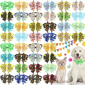 Talltalk 40 Pcs Dog Bow Ties Spring Tie Dye Summer Collar Bows for Dogs Hawaii Puppy Bowties with Plastic Buckle Adjustable Grooming Collar for Small Medium Cat Pet(Summer) in Kuwait