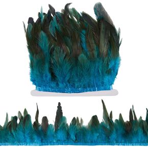 Gorgecraft 5M Red Rooster Feather Fringe Trim 13-18cm Natural Feather Chrimming Decoration Rooster Hackle Feather Trim Trim for DIY Cosplay Costume Carnival Decors Skirt Skirt