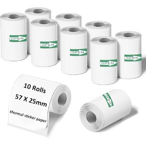 10 Rolls Mini Printer Paper 57 × 25 مم لمعظم الأطفال الكاميرا الفورية