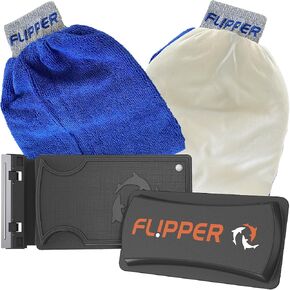 منظف ​​زعنفة الزعنفة-2-in-1 Magnetic Aquarium Glass Cleaner Standard و Flip-Mitt 2 في 1 قطعة قماش تيري ثنائية الجوانب وألياف ميكروفيات تنظيف جميع الأغراض-2 عبوة