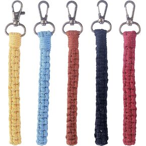 شرابات Konmay Macrame Boho مع قفل جراد البحر ، شرابات بومب في سلسلة المفاتيح لسحر الحقائب ، المحافظ ، الهواتف المحمولة ، مرايا الرؤية الخلفية