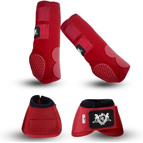RS Premium Design Horse Boots & Bell Boots للخيول لحماية الحوافر والأوتار | حماية رائعة ، قابلة للاسترخاء وخفيفة الوزن | قم بإزالة الطين والغبار بسهولة | موافق النسيج يوفر المرونة النهائية كبيرة