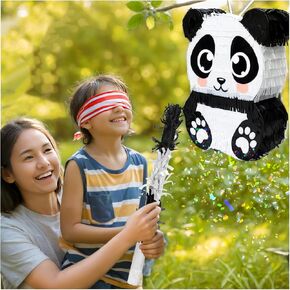 Bygytyo Panda Piñatas مجموعة مع الخفافيش وعصاباتها ، وحيوان مصنوع يدويا Pinata مثالية لحفلة عيد الميلاد ، والموضوع ، والديكور (الباندا)