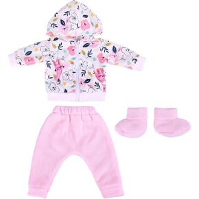 Babeside 3 PCS Reborn Baby Doll Cloths for 17-22 بوصة دمى Pink Flora Pattern Baby Doll Admits Expities with Socks for Newborn Girls