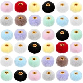 40pcs حبات رقيقة ناعمة ملونة ، 0.23 بوصة الفراء الفراء بوم حبات بوم ، حبات فاصل غامض لأقراط أقلام أسناب الشعر.