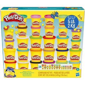 Play-Doh Big Pack of Colors (F2831): 28 علب Play-Doh (4oz x 16 ، 2oz x 12) ، طين نمذجة 5 رطل ، غير تجفيف ، مثالي للعب ، الحرف ، الموضة