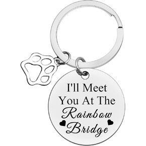 Xiahuyu Pet Memorial Keychain Ceychain Loss Loss سألتقي بك في قوس قزح Bridge Keychain Cat Dog Memorial Gifts Pet Office Hombrance Loss of Dog Cat Symbors