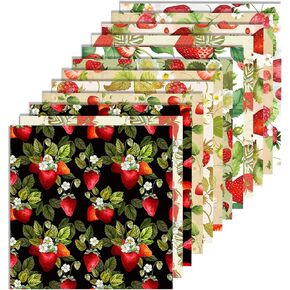 24 Sheets Strawberry Pattern Paper 12" Vintage Sweet Red Pink Fruit Patterned Scrapbook Paper Pad Double-Sided Fruit Floral Green Leaves Decorative Craft Papers for Scrapbooking Card Making Crafting