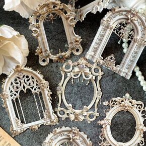 60pcs Scrapbook Frames Cutouts Embellishments - Bird, Plant, Starfish, Shell, Butterfly, Floral 3D Decorative Craft Paper - Vintage Frame Retro Photo Border Paper