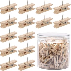 100Pcs Colorful Heart Push Pin with Wooden Clips, Decorative Pushpins, Tacks for Cork Board, Bulletin Board, Artworks Notes Photos