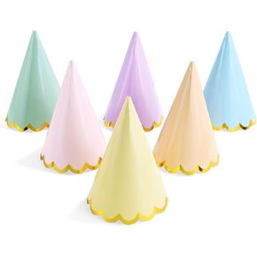 Canrevel 24 PCS Pastel Party Hats للأطفال والكبار ، لوازم الحفلات للزخارف الحزبية ، أغطية رأس الحفلات لعيد الميلاد | الاحتفال | الحفلات ، القبعات المخروطية المعكرون للبنات البنات الرجال