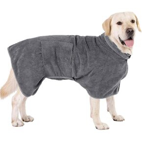 Absorbent Dog Bathrobe for Medium & Large Dogs, Quick Drying, Adjustable Dog Bathrobe Dog Towel Wrap for Pet Dogs & Cats(Size L)