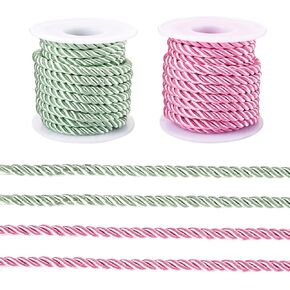 magibeads 5mm ملتوية الحبال بوليستر 4.37 ياردة × 2 لفات عيد الميلاد الأخضر الحبال مضفرات الحبل macrame