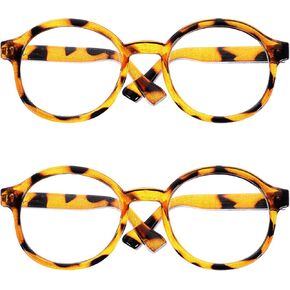 أطفال نظارات دمية صغيرة 2pcs النمر جولة Rimmed دمية نظارة إطار إطار ملحقات الأزياء 9 سم ديكور عتيقة ، 3.54 بوصة