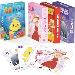 ألعاب بطاقات الأطفال ، والأسماك ، والخادمة القديمة ، ومباراة الذاكرة ، و Crazy 8s ، و Go Fish Card Game for Kids 4-8 ، وألعاب بطاقات الأطفال الممتعة لألعاب الحفلات العائلية في لعبة العائلة ، وسلة عيد الفصح.