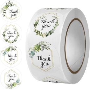 Thank You Stickers Roll, 500Pcs Self Adhesive Thank You Stickers Floral Cute Closure Stickers Wedding Decoration Labels for Gift Wrap Bag Packaging (White)