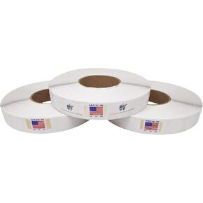 أبيض أبيض 1 "Wefer Seals Envelope Seals (No Perf) 5000 علامات تبويب لكل لفة (3 لفات لكل صندوق) لتبويب الاحتكاك التغذية