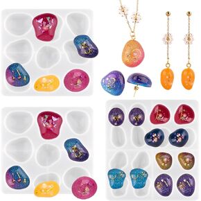 Actvty Gem Earrings Resin Molds, Stud Earrings Silicone Molds for Resin Casting, Cabochon Gem Jewelry Mold for DIY Earring Necklace Jewelry Pendant Making