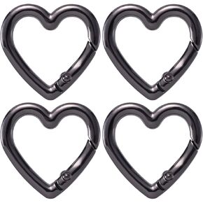 4pcs على شكل قلب على شكل قلب ، سبيكة الزنك القلب الثقيل كارابينر ، الربيع المفاجئ خطاف للمحافظ على ظهره