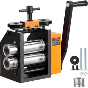 VEVOR Rolling Mill, 3"/76 mm Jewelry Rolling Mill Machine, 1: 2 Gear Ratio, 3-in-1 Multi-Function Rolling Mill, 0.1-7mm Press Thickness for Metal Jewelry Making Sheet Square Wire Semicircle Pattern