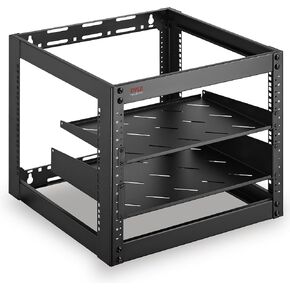 Pyle 10U Network Cabinet - Enclosed Wall Mount Server Rack w/Fan, Lockable Door, Heavy-Duty Wheels, Steel Construction, Vented Shelves, Easy Access, 19" Equipment Compatible, 20 x 20 x 17 in (Black)
