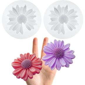 2 PCS Daisy Flower Silicone Mold 3D Chocolate Floral Mouldant Fondant to Cake Digating Plower Polymer Clay فريد من نوعه راتنج DIY SOAP ICE Cube jello للخبز للخبز